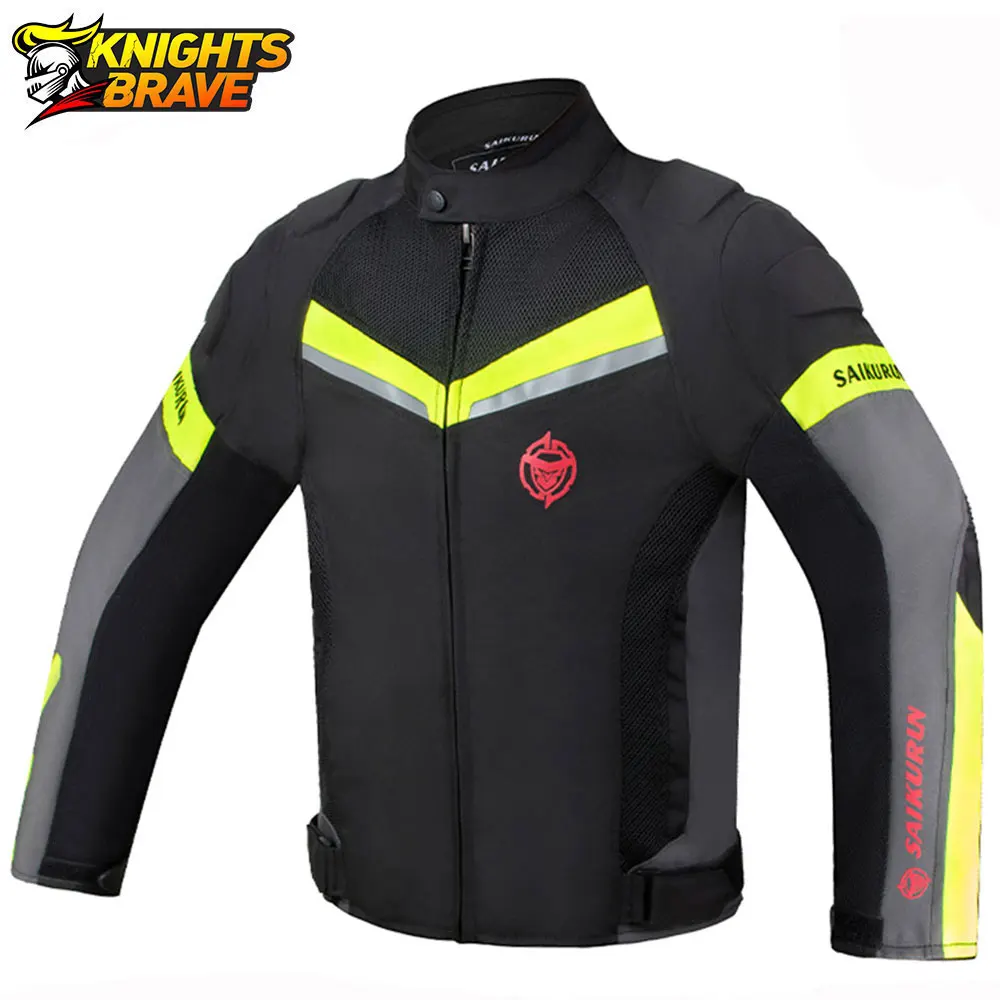 SAIKURUN Summer Breathable Motorcycle Jacket Night Reflection Motocross Jacket Wear-resistant CE+EVA Motobiker Racing Jacket