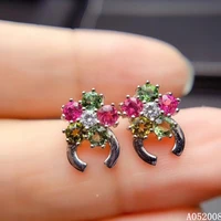 kjjeaxcmy fine jewelry 925 sterling silver inlaid natural tourmaline female earrings classic ear studs support test