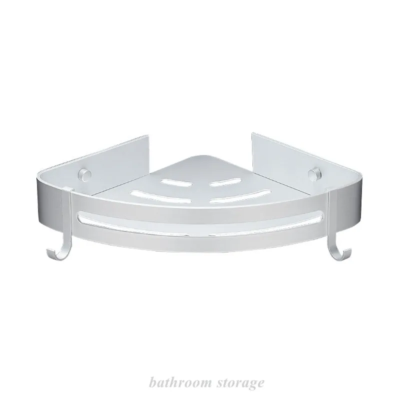 

Bathroom Kitchen Accessories No Nails Metal Storage Shelf Organiser Triangle Wall-Mounted Shower Shampoo Holder Storage Rack
