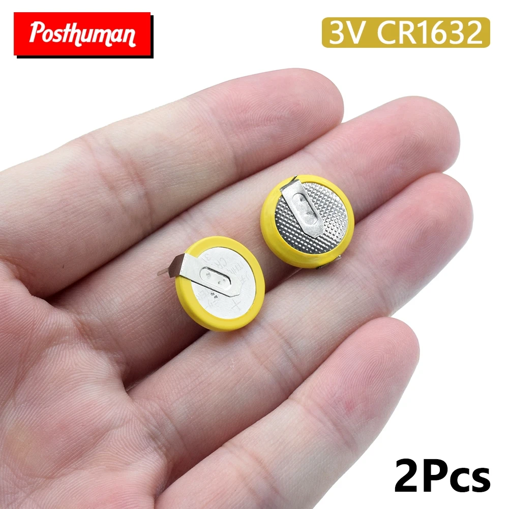 

2Pcs CR1632 Lithium Battery 2 Soldering Pins 3V 1632 Button Coin Cell Batteries For Clock Watch Radio LED Light