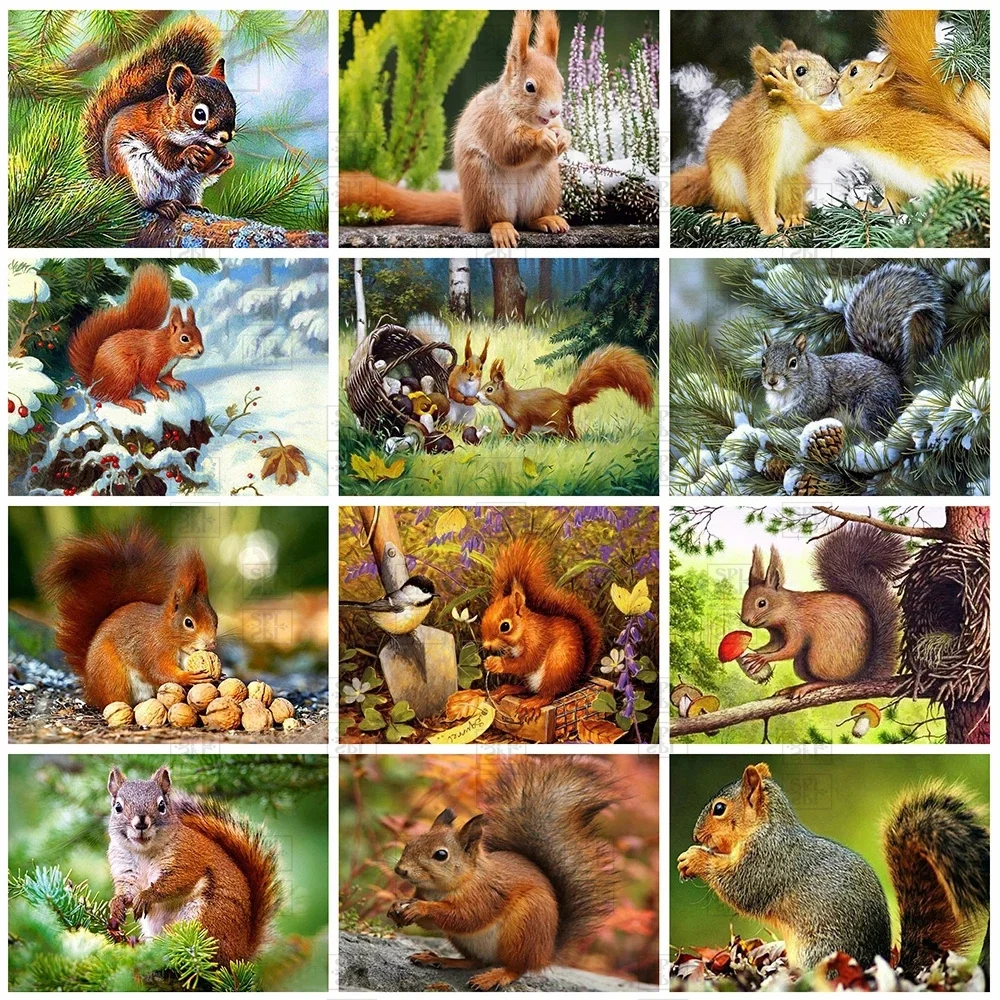 

Full Square Round Diamond Embroidery 5D Diy Cute Squirrel Cross Stitch Animal Picture of Rhinestones Mosaic Home Decor Gift