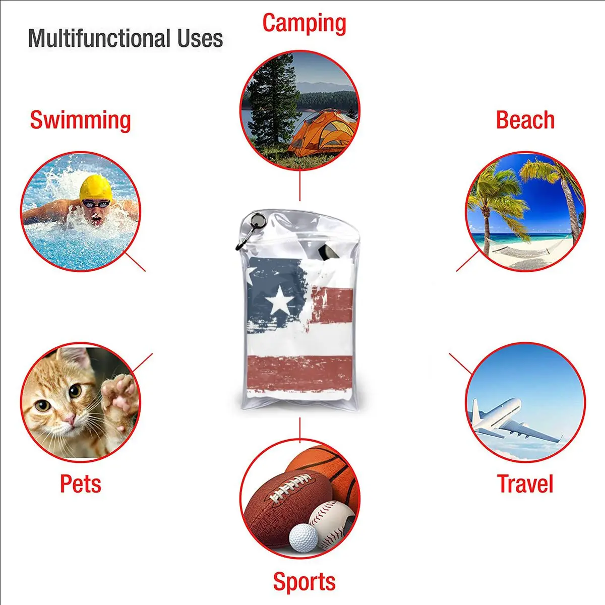 

Ultralight Compact Quick Drying Towel American Flag Grunge Microfiber Camping Hiking Hand Face Towel Outdoor Travel Kits