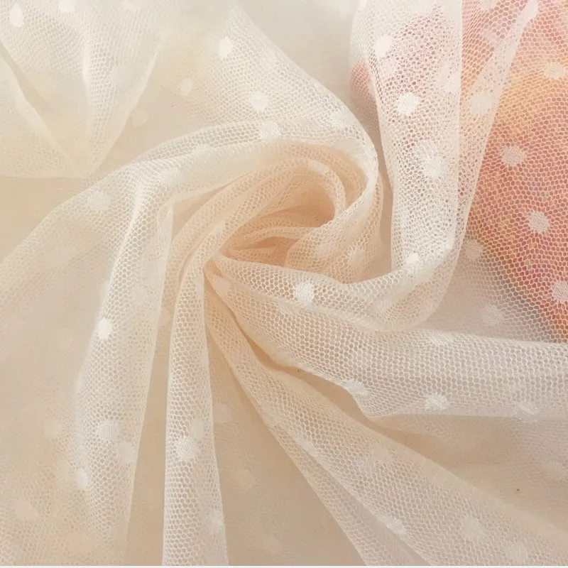 Сетка из полиэстера в горошек для платья фотография прозрачная сетка Tussu белый