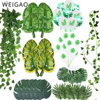 green palm leaf foil balloons green ivy leaves artificial plants safari party decor wedding birthday baby shower party supplies