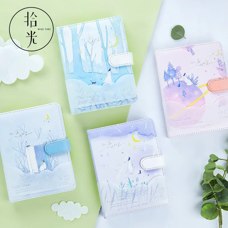 224 листов нарисованный блокнот Kawaii Полиуретановая обложка магнитный дневник