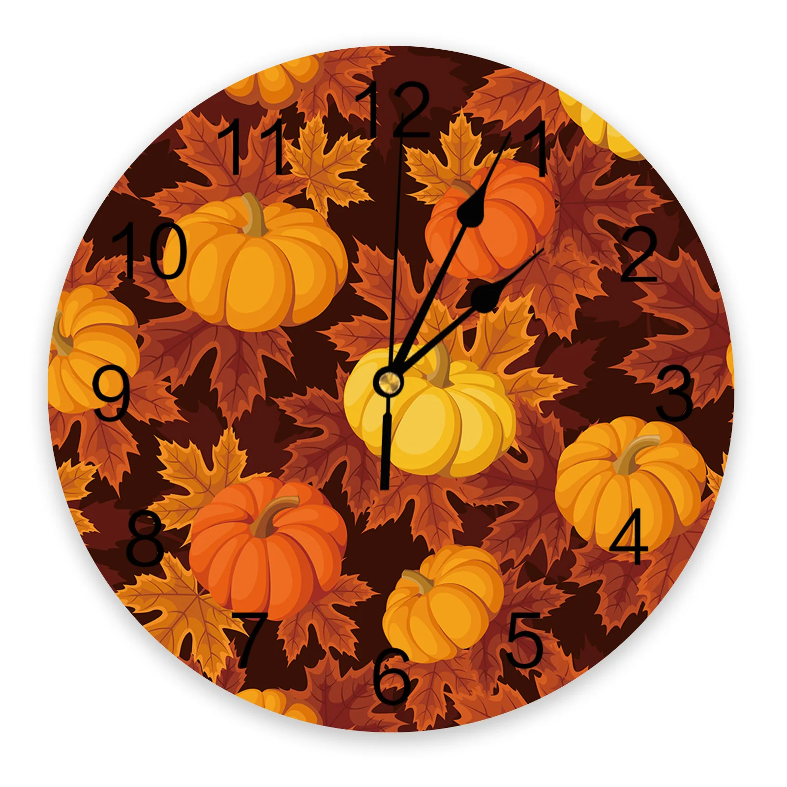

Autumn Maple Leaves Pumpkin Wall Clock Bedroom Silent Wall Digital Clock Living Room Decor Wall Clock Modern Design