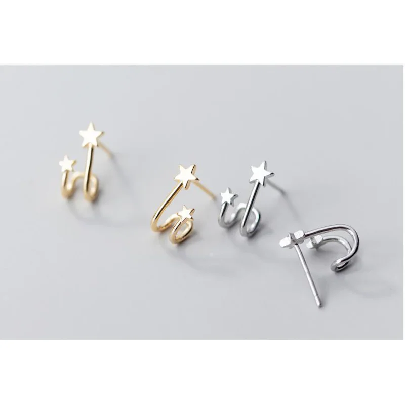 925 Sterling Silver Star Stud Earrings for Women Girls Simple Ear Studs Fashion Earring Minimalist Jewelry Best Friends Gift | Украшения и