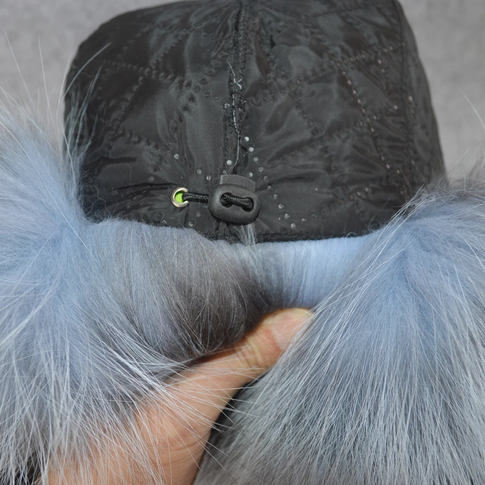 Man Outdoor 100% Natural Real Vos Bont Bomber Hat Winter Warm Soft Plunge Real Vossenfur Cap Men Good quality Real Leather hats