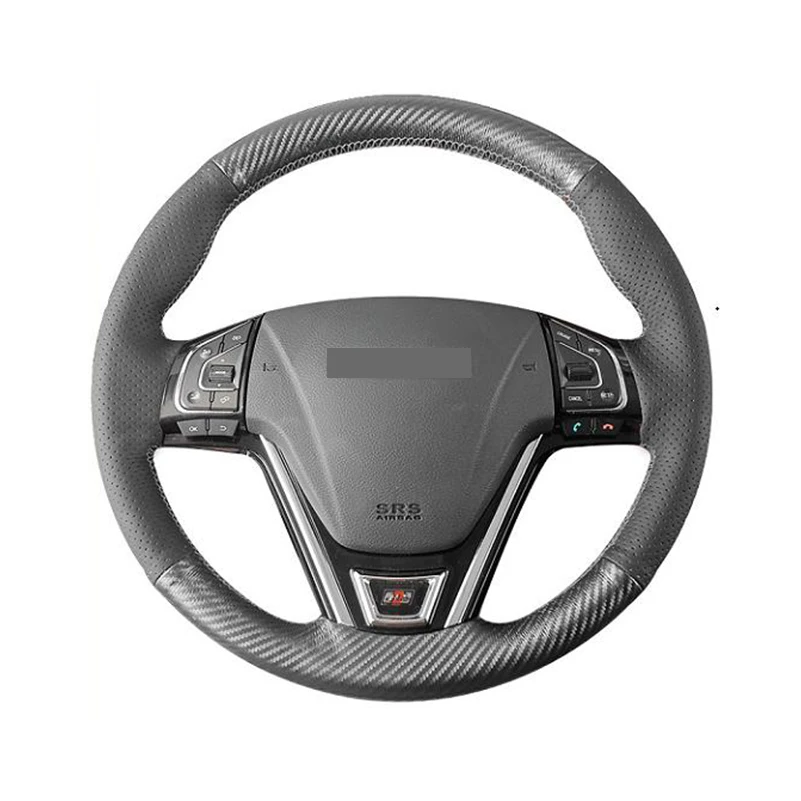

DIY Manual Sewing Carbon Fiber Black Artificial Leather Steering Wheel Cover for HAVAL H1 H2 H6 Coupe H7 M6 C30 M2 M4