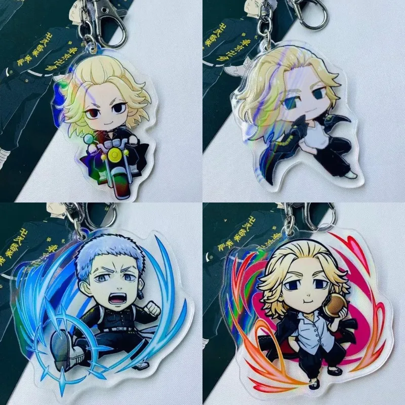 

Anime Tokyo Revengers Keychain Acrylic Figure Manjiro Ken Takemichi Hinata Atsushi Chibi Kawaii Bag Keyrings Cute Car Key Chains