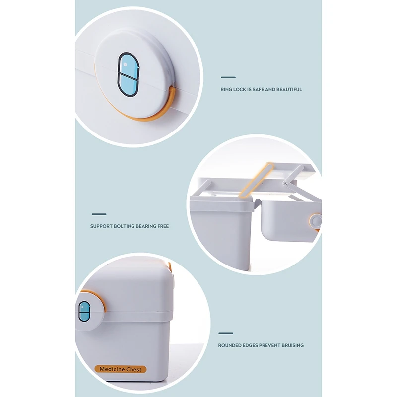 

Plastic Storage Box Organizer Multi-Functional Portable Medicine Cabinet Family Emergency Kit Box