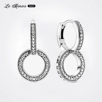 la menars simple style round earring for women 2022 original genuine silver plating fine jewelry gift diamond inlay