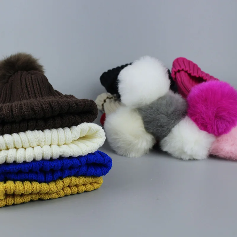 Шапка с помпоном из искусственного меха зимние детские шляпы шапочки Детские