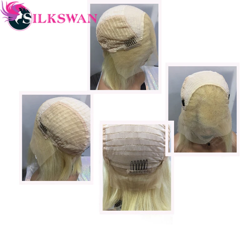Silkswan волосы 613 парик на кружеве 150% бразильские прямые светлые человеческие волосы парики предварительно выщипанные с детскими волосами remy волосы для женщин