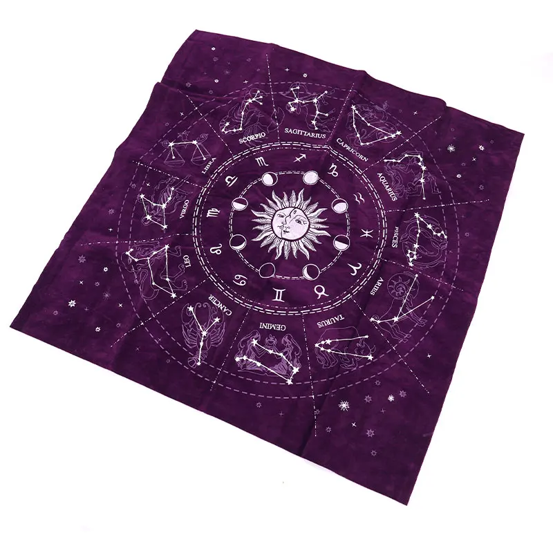 

12 Constellations Tarot Card Tablecloth Velvet Divination Altar Cloth Board Game Fortune Astrology Oracle Card Pad