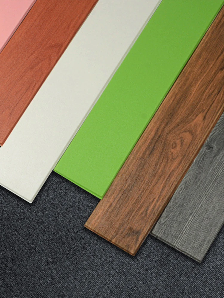 Self-adhesive PVC Wood Grain Skirting Sticker Waistline Wall Baseboard Edge Strip Sticker Waterproof Floor Corner Line Skirting