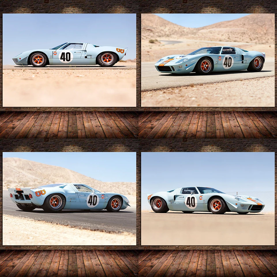Картина на холсте гоночный автомобиль голф GT40 Le Mans классический плакат и принты