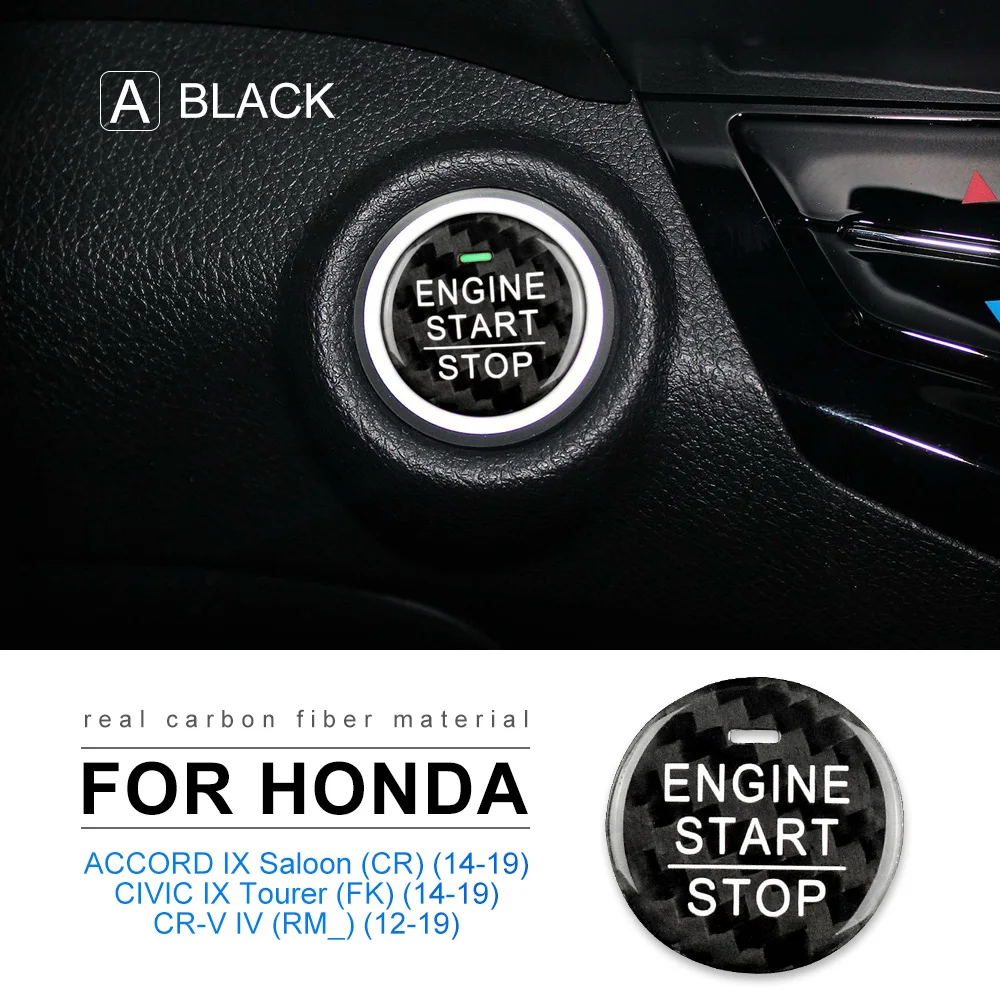 Углеродное волокно для Honda Civic IX Tourer CRV CR-V 4 аксессуары Accord внутренняя отделка Автомобильная кнопка запуска двигателя стикер автостайлинг