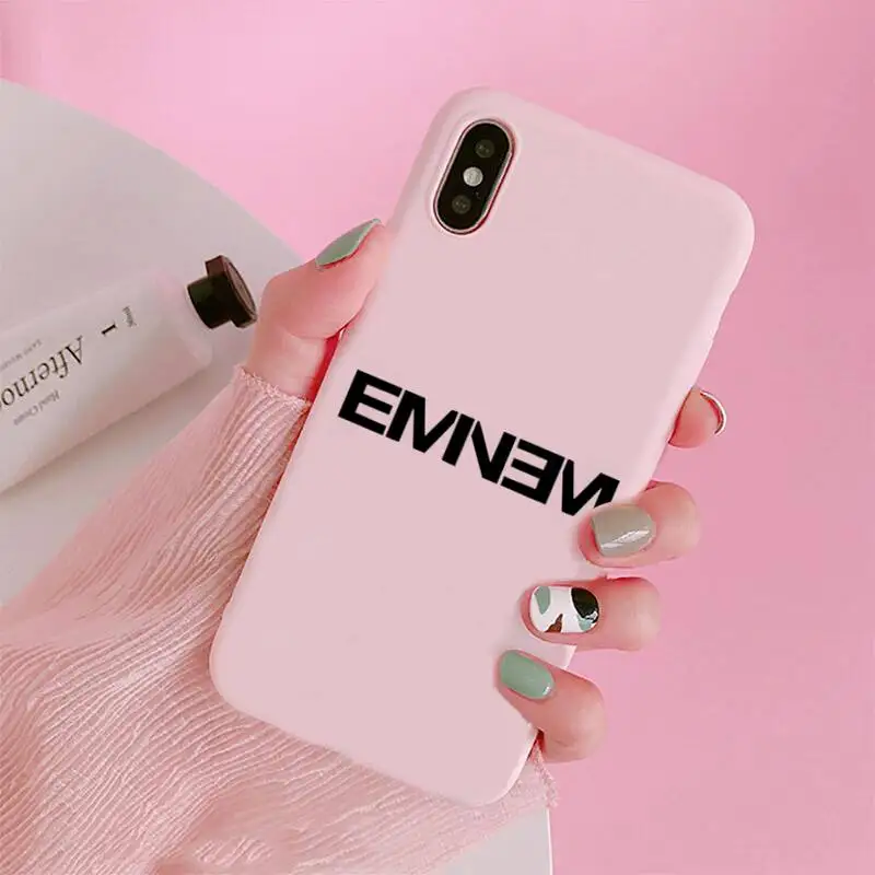 

Eminem singer Phone Case Candy Color for iPhone 6 7 8 11 12 s mini pro X XS XR MAX Plus