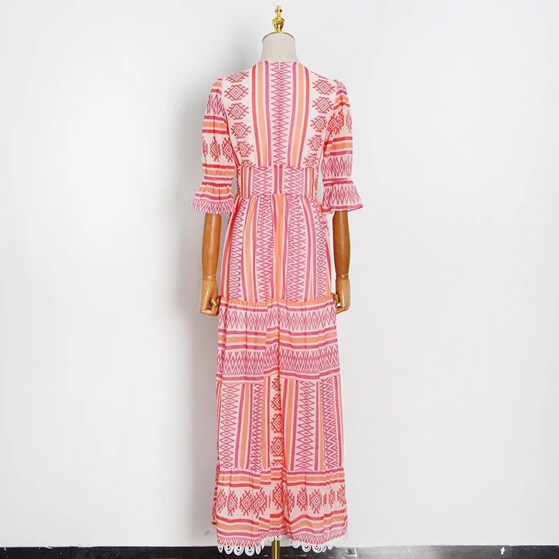 

Женское шифоновое пляжное платье с V-образным вырезом и цветочным принтом