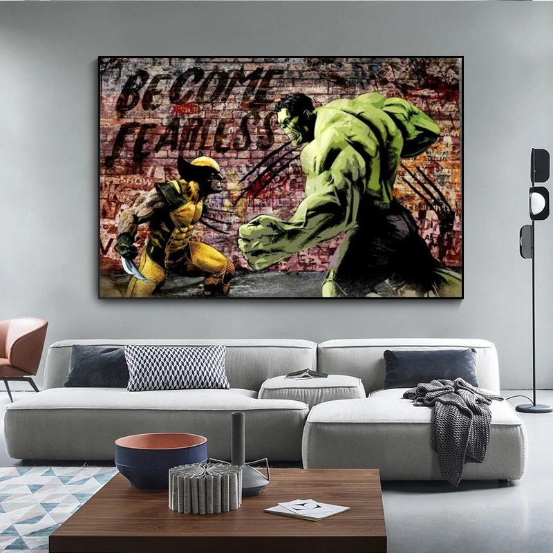 

Modern Kids Bedroom Wall Decor Pictures Hulk Boxing Fight King Poster and Print Classic Wall Art Canvas Painting Anime Movie