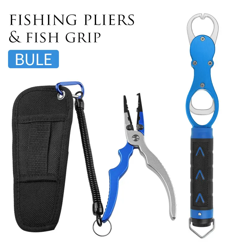Blue Set LINNHUE, рыболовные плоскогубцы из алюминиевого сплава, набор для захвата, рыболовные снасти, крючок для восстановления, резак, линия, разъемное кольцо, высокое качество, рыболовный инструмент, хит - Цвет: Blue Set