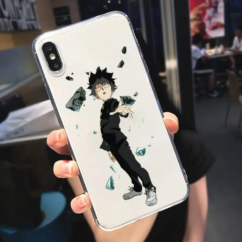 

Mob Psycho 100 Japan anime Phone Case Transparent soft For iphone 5 5s 5c se 6 6s 7 8 11 12 plus mini x xs xr pro max