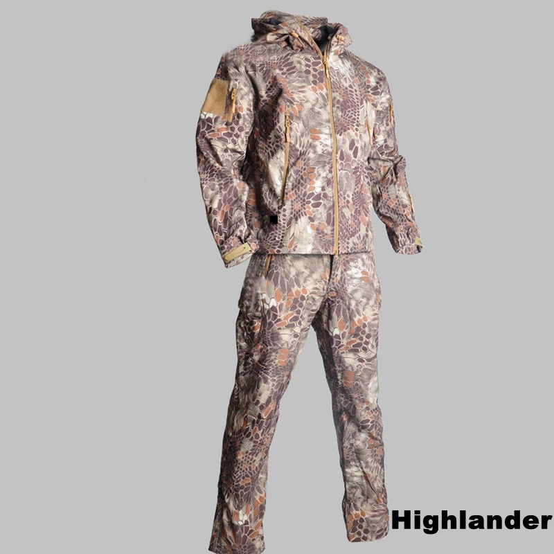 highlander Высокое качество спортивный набор армейский тактический боевой тренировочный костюм водонепроницаемый открытый Hikinh охотничий джекст и брюки Военная форма - Цвет: highlander