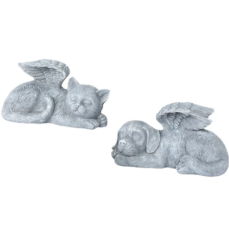 Новый Ангел кошка и собака украшения креативная смола памятный камень для