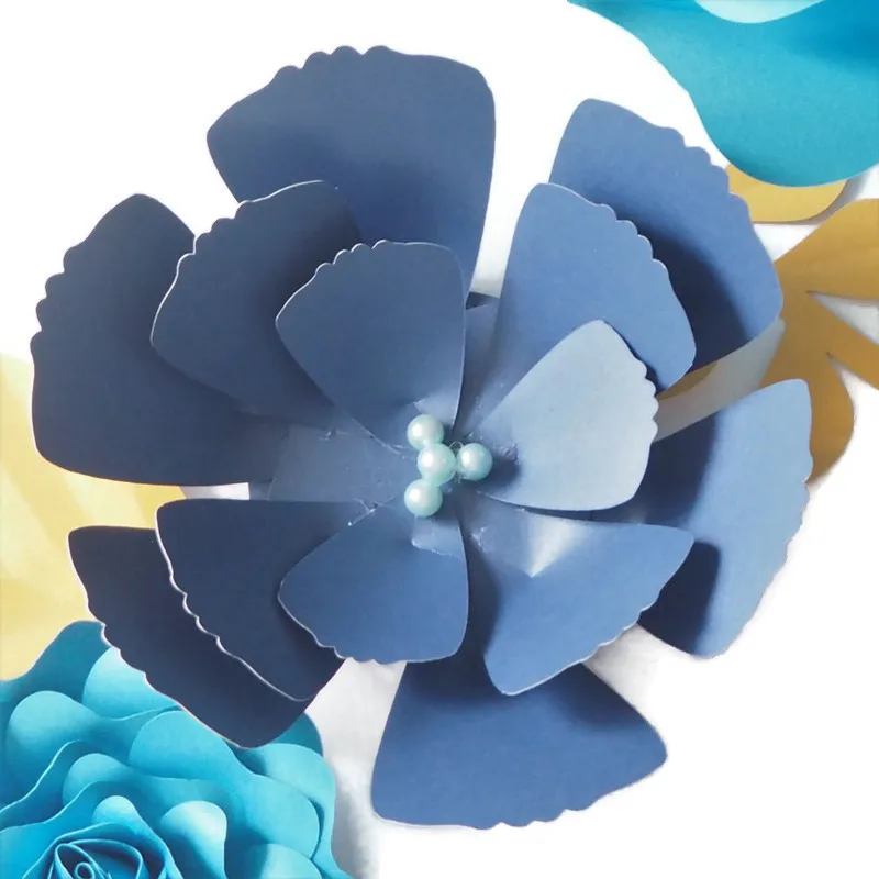 DIY синие гигантские бумажные цветы фон искусственный созданный вручную цветок 5