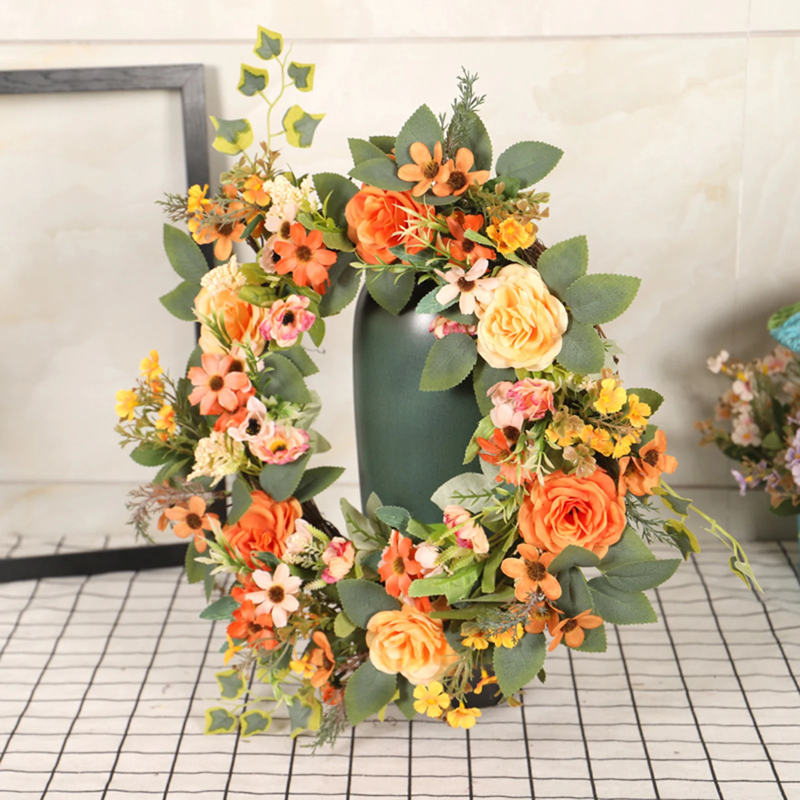 

Front Door Wreath Peony Daisy Garland Home Decor Wall Party Photograph Props