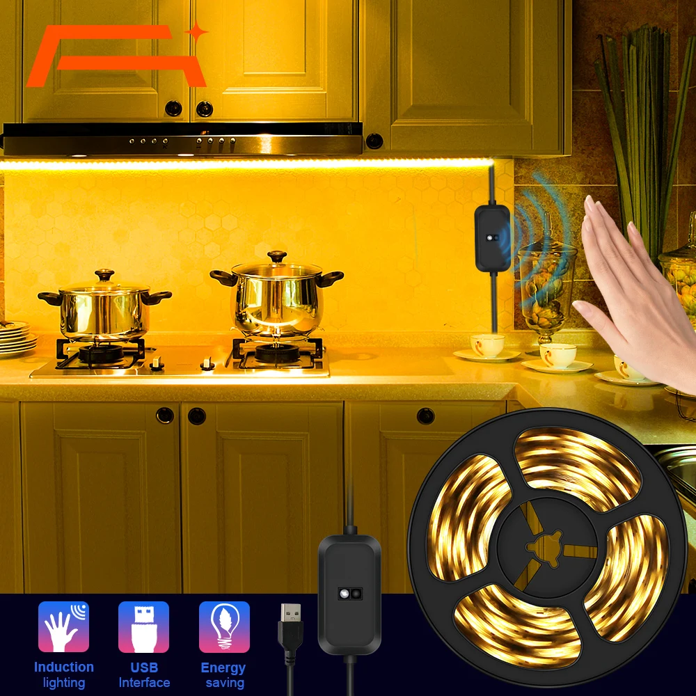 A + Ручная развертка Сенсор светодиодный свет DC12V Кухня супер яркий светильник для