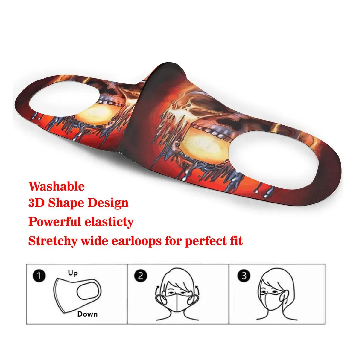 

Mouth Mask Melting Skull Dust Face Masks Cover Washable & Reusable for Adult Student Kids
