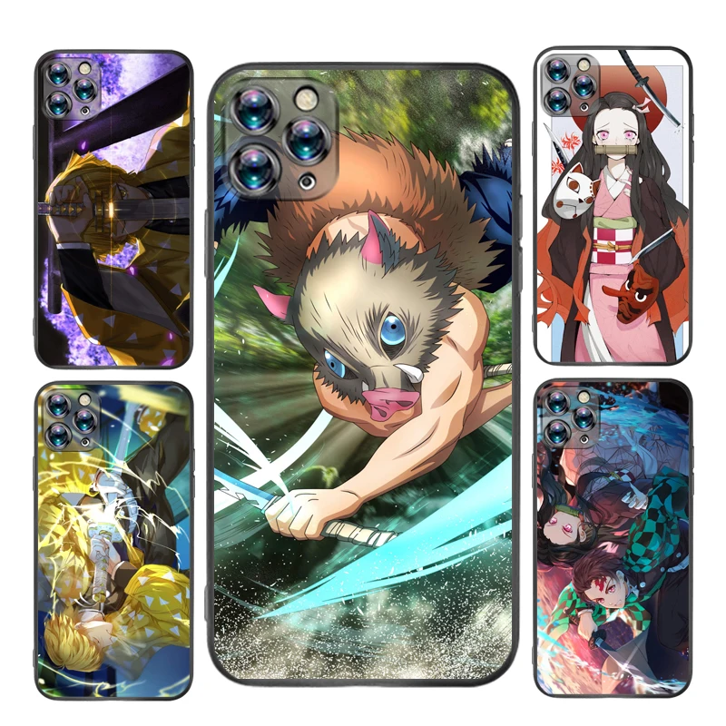 

Cartoon Japan Anime Demon Slayer Phone Case For iPhone X XS XR MAX Funda Cellphone Mobilephone Cute Full Protection Best Kawaii