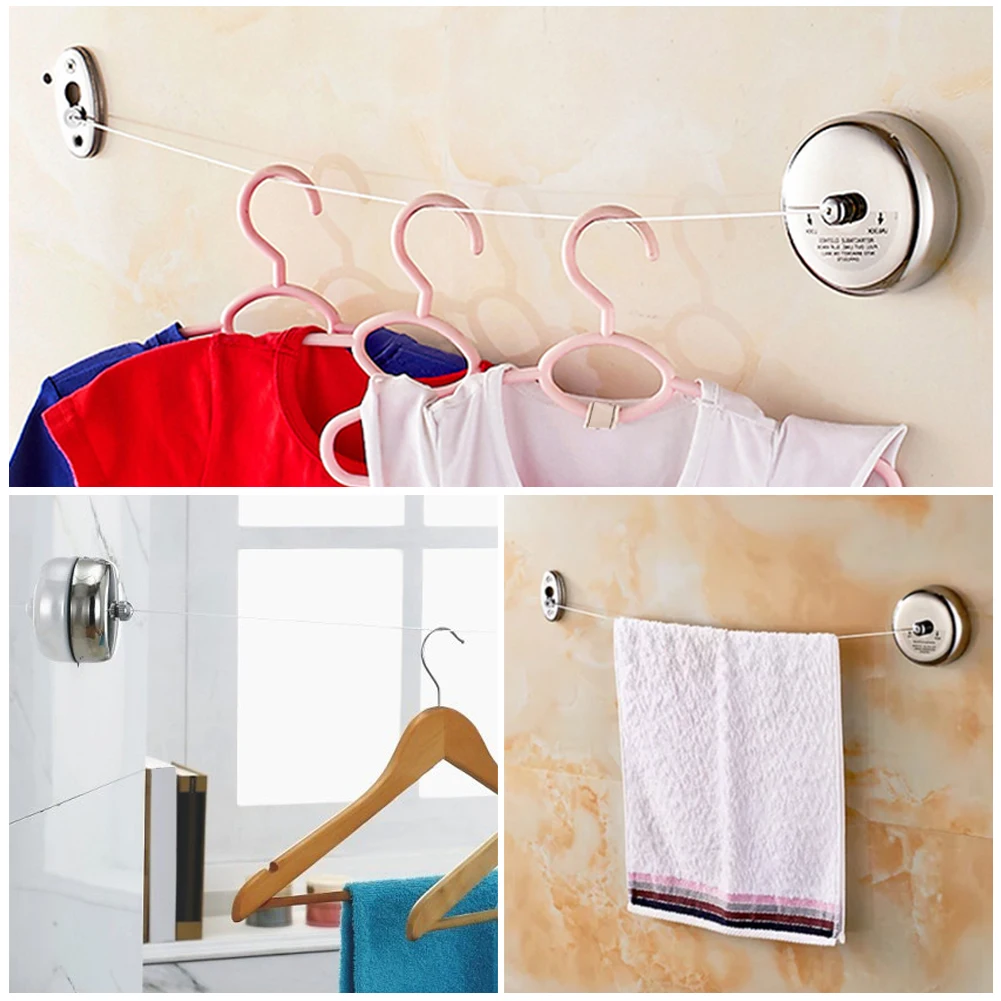 

Invisible Clothes Hangers Adjustable Wall Mounted Clothes Drying Rack Clothesline Laundry Storage Tool for Indoor/Outdoor