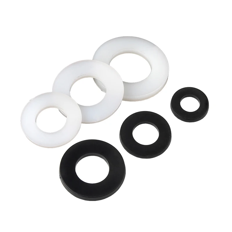 

M2 M2.5 M3 M4 M5 M6 M8 M10 M12 M14 M16 M18 M20 White Black Nylon Plastic Flat Washer Plane Spacer Insulation Seals Gasket Ring