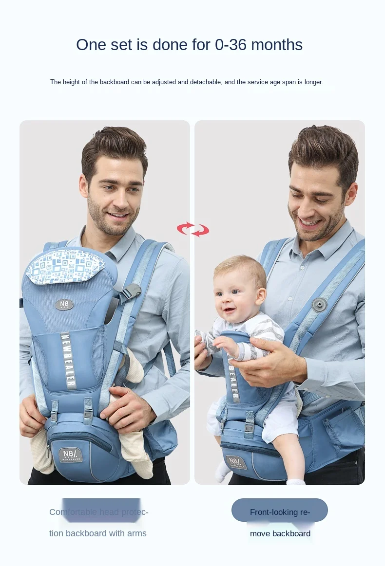 

zq Baby Carrier Front and Back Two Use Front Hug Waist Stool Lightweight for Going out Newborn Horizontally Holding Style