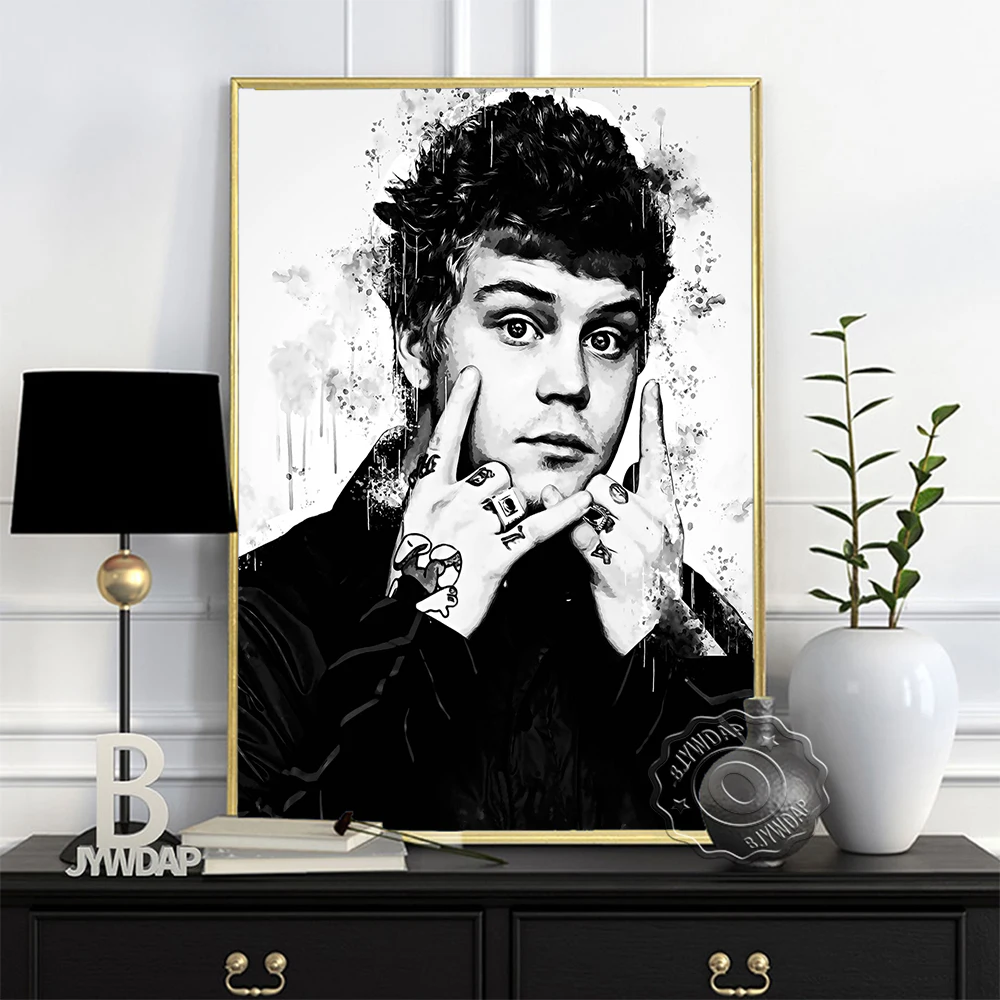 Минимализм акварельный Черный Белый печатный плакат Yung Lean Rapper эскиз Настенная