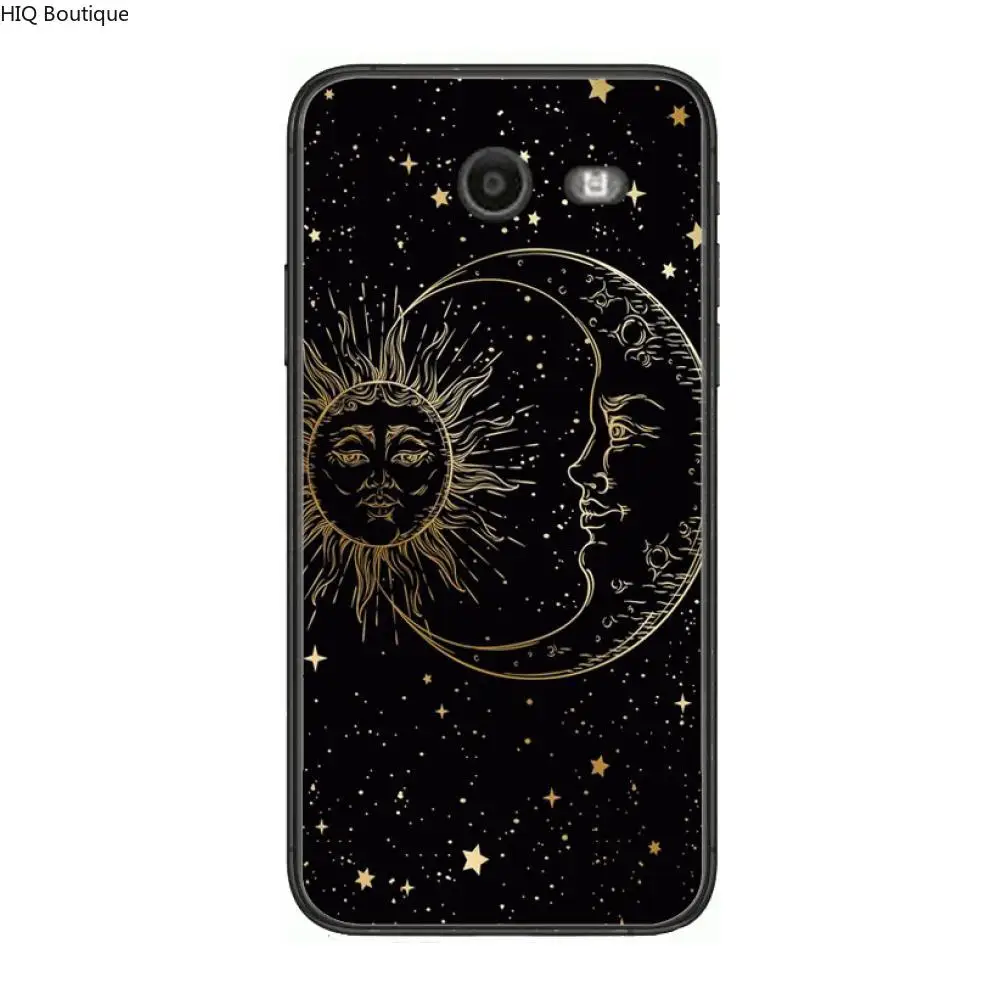 

Sun moon with face Phone Case Hull For Samsung Galaxy J 4 3 5 6 7 8 EU 2018 Plus 2017 Black Shell Art Cell Cover TPU