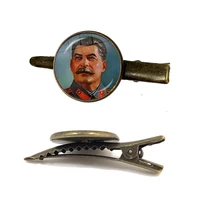 soviet ussr stalin lenin tie clip classic red star hammer sickle communism emblem cccp glass cabochon tie clasp for men shirt