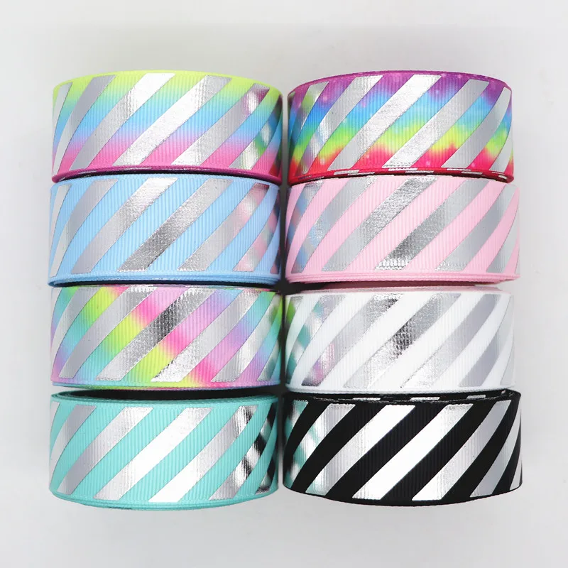 Лента с серебристыми диагональными полосками 10 ярдов 1 дюйм 25 мм аксессуары
