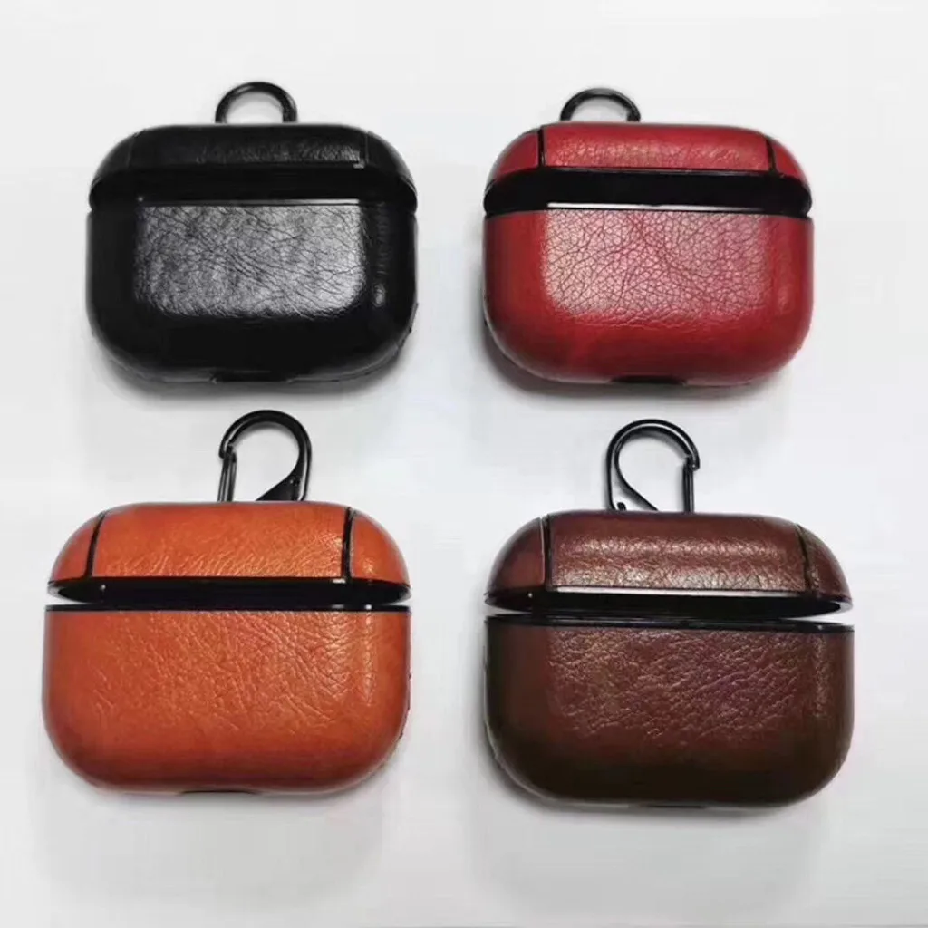 Беспроводной зарядный чехол для AirPods Pro 2019 кожаный защитный с кольцом держателем