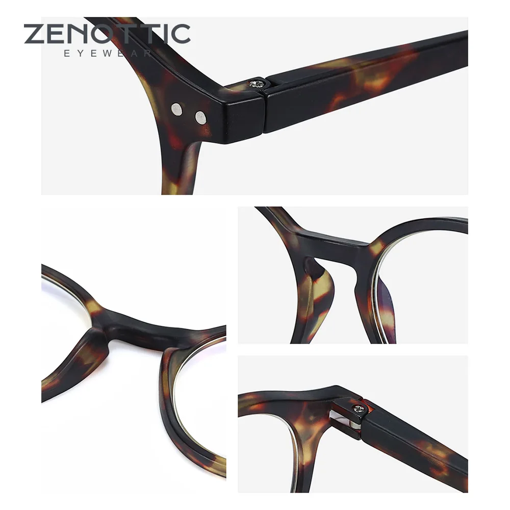 Очки для чтения с круглой оправой ZENOTTIC для мужчин и женщин, прозрачные линзы, очки для глаз, дальнозоркость, анти-синий светильник, очки для чтения