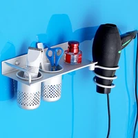 balleenshiny multifunction hair dryer stands wall mounted holder aluminum bathroom organizer shelf with 2 cups for flat iron
