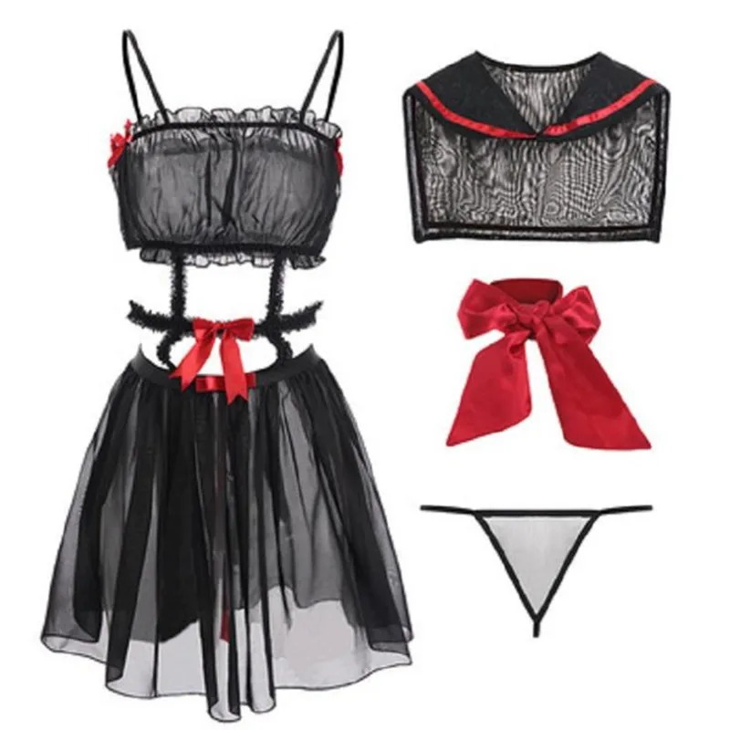 

Sailor Costumes Sexy Lingerie Women Role Play Bowknot Mini Skirt Uniform Temptation Cosplay Outfit Themed Dress