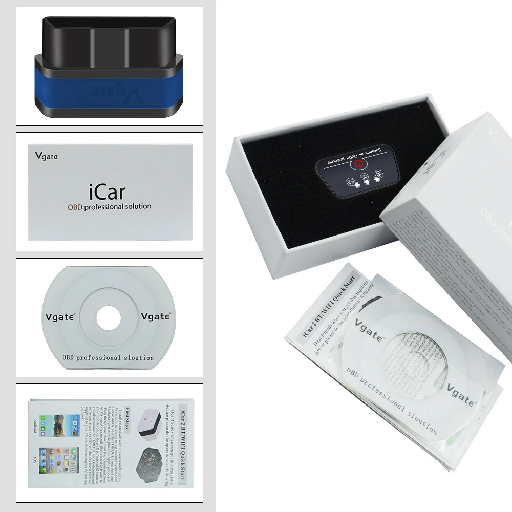 Новинка 100% оригинальный Vgate iCar 2 Bluetooth ELM327 OBD2 считыватель кодов iCar2 для Android/ПК