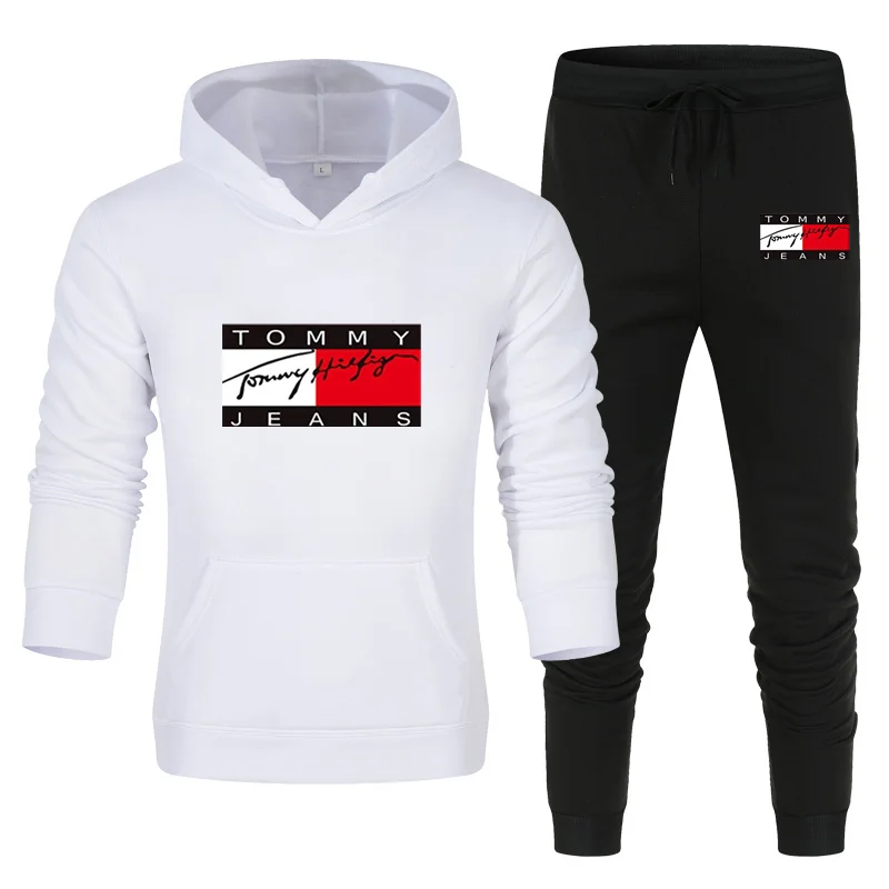 

New autumn and winter men's sweater suit fashion solid color hoodie + pants two-piece sports trend young women or men's suit