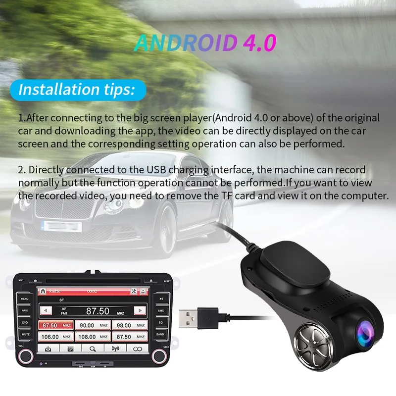 Автомобильный видеорегистратор U6 Android USB ADAS 1080P Full HD ночное видение циклическая