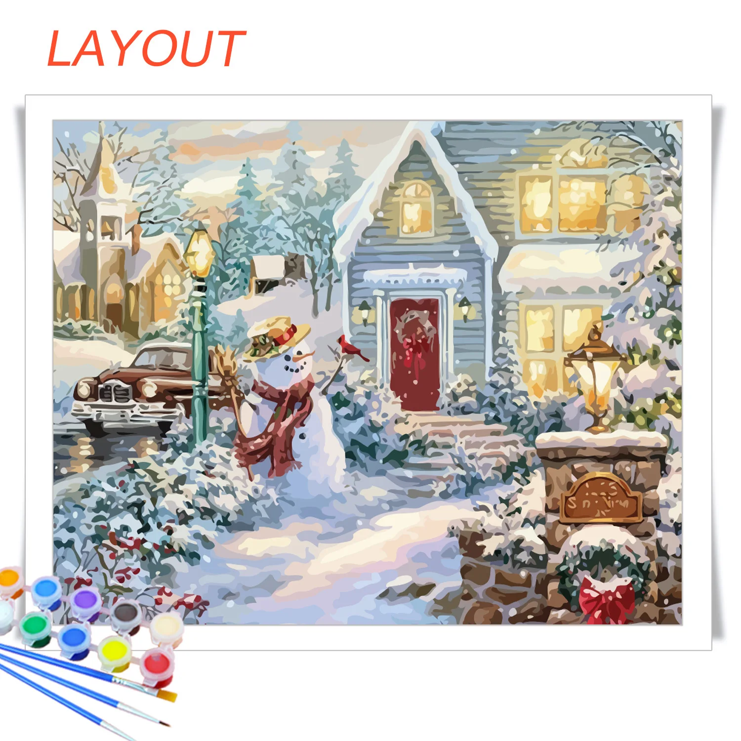 Набор для рисования по номерам на холсте снег без рамы | Дом и сад