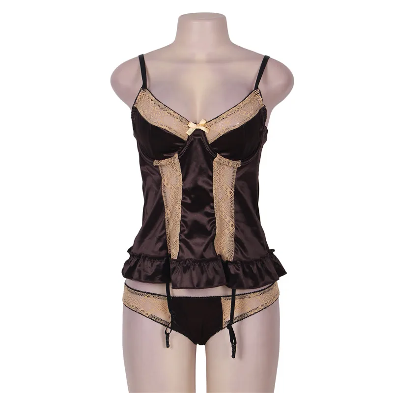 Коричневая атласная Кружевная комбинация Ohyeahlover сексуальное нижнее белье с